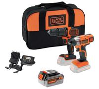 Black and Decker BCK25S2S 18v Cordless Combi Drill and Impact Driver Kit