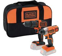 Black and Decker BCK25S2S 18v Cordless Combi Drill and Impact Driver Kit No Batteries No Battery Charger Bag