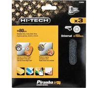 Black and Decker Piranha Hi Tech Quick Fit Mesh ROS Sanding Sheets 150mm 150mm 80g Pack of 3