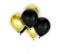 Black and Gold 12-inch Latex Party Balloons - 6 Pack, Christmas Party Balloons, New Years Eve Party Balloons
