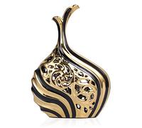 Black and Gold 15 inch Floor Standing Large vase with Unique skeletonized Large vase Pampas Grass Decoration for Living Room, Home Office Porch Shelves on Floor entryway Entrance Tabletop Decoration.