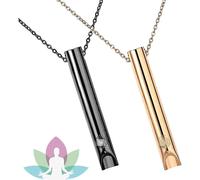 (Black and Gold) 2pcs Stress Relief Necklaces, Titanium Steel Breathing Necklace For Anxiety Relief, Breathing Exercises, Meditation, Gift