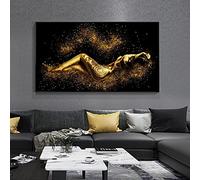 Black and Gold Abstract Sexy Nude Women Body Figure Painting on Canvas Posters and Prints Wall Art Picture for Living Room 80x160cm Frameless