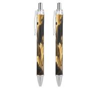 Black And Gold African Leo Lion King with Cross Ballpoint Pens Fine Point Smooth Writing Pen Retractable Ball Point Pens 0.5mm Black Ink Pen Office Supplies Gifts for Men Women 2 PCS
