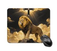 Black and Gold African Leo Lion King with Cross Square Mouse Pads Non-Slip Rubber Base Mouse Mat Cute Mousepad Funny Computer Desk Accessories for Office Home Gaming Work 20 * 25cm
