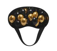 Black and Gold Ballons Eye Mask for Sleeping Soft Satin Sleep Shade Cover Blindfold with Elastic Strap Travel Nap Blackout Eye Shade Cover for Women Men