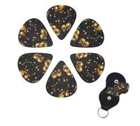 Black and Gold Ballons Guitar Picks 6 Pack 3 Different Thickness Celluloid Guitar Plectrums with Guitar Pick Holder Personalized Guitar Pick for Acoustic Guitar, Electric Guitar, Bass