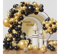 Black and Gold Balloon Arch Kit, 137Pcs Metallic Gold Black Latex Balloons Garland Arch Kit for Boy Men Women Birthday Party Decorations New Years Wedding Anniversary Graduation Anniversary