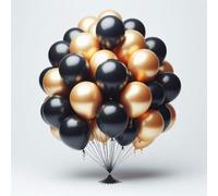Black and Gold Balloons 10 Inch Round Latex Balloon Gender Reveal Birthday Graduation Wedding Engagement Baby Bridal Shower Party Decorations Supplies 25 Pack