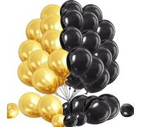 Black and Gold Balloons 25pcs 10 inch Gold Black Balloons for Birthday Party Wedding Disco Hollywood Hiphop Holiday Retirement Party Decoration