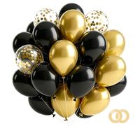 Black and Gold Balloons, 30pcs 12inch Black Gold Metallic Gold Confetti Balloons & Ribbon for Black and Gold Party Decorations Birthday Retirement Anniversary New Years Graduation Decorations 2026