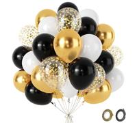 Black And Gold Balloons- White Black Gold Ballons Birthday Balloons With Metallic Confetti Ballons, Helium Balloons For Men Boys Birthday Graduation Bridal Baby Shower Wedding Engagement EID, 12 Inch