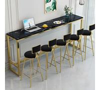 Black and Gold Bar Dining Table with FootrestSlim 78.7"x15.7" for Balcony/Tea ShopNo Stools Included Perfect for Small Spaces and Modern Decor