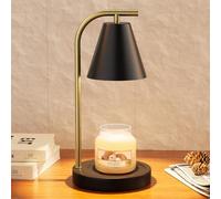 Black and Gold Candle Warmer, Candle Warmer Lamp with Timer，Electric Candle Lamp Warmer for Scented Wax with 2 Bulbs，House Warming Gifts New Home&Gifts for Women, Candle Lamp for Jar Candles