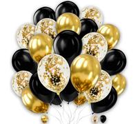 Black and Gold Confetti Balloons 25 pcs 10 Inch Black Gold and Confetti Balloons Latex Balloons for Kids Party Hollywood Party Wedding Birthday Graduation Decorations
