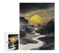 Black and Gold Decor Mountain 500 Piece Jigsaw Puzzle for Adults - Challenging Puzzle Perfect for Game Nights, Modern Wall Art, Finished Size 21 x 15 Inches