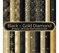 Black and Gold Diamond Scrapbook Paper Craft Pad: 20 Luxury Shimmering Designs, 20 Double-Side Sheets Printed on 8.5"x8.5" Size Paper With Premium ... Journal, Decorations, Collage, Cardstock Etc