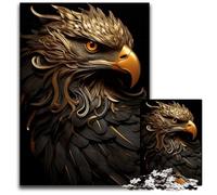 Black And Gold Eagle Jigsaw Puzzles for Adults 1000 Piece Paper Jigsaw Puzzles for Adults Perfect Home Or Office Decor Ideal 1000 PCS(38x26cm)