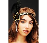 Black and Gold Feather Happy New Year Flapper Headband