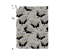 Black And Gold Fire Bird Silhouettes Jigsaw Puzzle Warren Reed - Designer Grey 1000 Piece