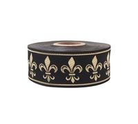 Black and Gold Fleur-de-Lis Jacquard Braid 10 Metres - 3.5cm Wide | Royal Decorative Ribbon for Sewing, Historical Costumes, DIY, Curtains and Medieval Decoration CNK36