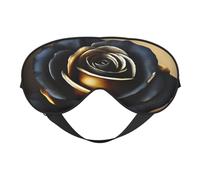 Black and Gold Flower Print Eye Mask, Soft and Breathable, Suitable for Nap, Travel, and Night Sleep