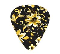Black And Gold Flowers Print Organizer Storage Box Different Thickness Guitar Picks For Acoustic Guitar