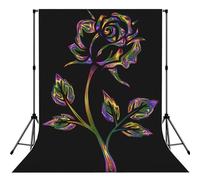 Black And Gold Flowers Print Photo Studio Background 5x7ft Soft Photo Backdrop Curtain For Studio Content Creator Equipment