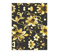 Black and Gold Flowers Printing Stylish Crystal Stickers,Resin Aesthetic Stickers for Laptop,Skateboard,Water Bottle,Scrapbook