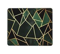 Black and Gold Geometric Mouse Pad with Stitched Edge, Personalized Gaming Mouse Pads Washable Mousepad Lycra Cloth, Non-Slip Rubber Base Computer Mouse Mat for Laptop, Office Home 7 x 8.6 in