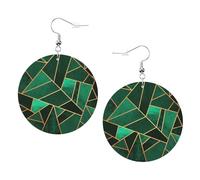 Black And Gold Geometric Printed Piercing Earrings Set For Women, 1 Pair Trendy Faux Leather Earrings Birthday Xmas Jewelry Gifts For Women