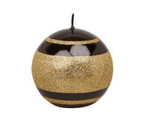 Black and Gold Glass Effect Striped Glitter Gloss Ball Pillar Candles (Ball)