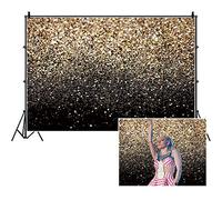 Black and Gold Glitter Photo Backdrop,Yeele 10x8ft Golden Bokeh Spot Sequin Photography Backdrop,Abstract Starry Sky Wedding Family Birthday Party Decoration Adult Newborn Portrait Photoshoot Props