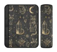 Black and Gold Goth Tarot Cat 2 Pack seat Belt Cover pad Cute Stop seat Belt Cutting into Neck for Most Cars funda para cinturón de carro