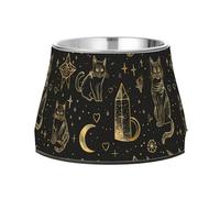 Black and Gold Goth Tarot Cat Dogs Food Bowls Non Slip Stainless Steel Pets Water Bowls for Slow Feed Cats Comfort Feeding