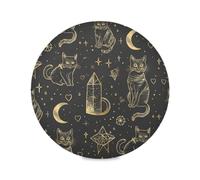 Black and Gold Goth Tarot Cat placemats for round table reusable placemats place mats washable kids placemat plate farmhouse 15.4