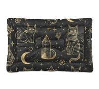 Black and Gold Goth Tarot Cat Washable Dog Beds Crate Pad Soft Comfortable Anti-Slip Bottom Dog Cat Bed for Large Jumbo Medium Small Dogs 24" x 18"