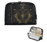 Black and Gold Gothic Tarot Astrology Pencil poucheses Large Capacity Makeup Bag Simple Stationery Pencil Case for Boys High School estuche para Colores