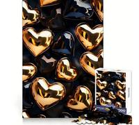 Black And Gold Hearts Jigsaw Puzzles 1000 Pieces for Adults Mind Challenge Serene Activity Seamless Fit Holiday Present (50x75cm)