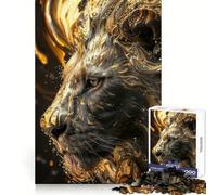 Black And Gold Lions Jigsaw Puzzles for Adults 1000 Pieces Logical Skill Restful Activity Precise Join Holiday Present (38x52cm)