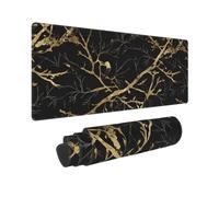 Black and Gold Marble Bird Gaming Mousepad Large Waterproof Non-Slip Desk Mat for Home Office Work Computer, Keyboard Pad Work from Home Essentials - 80x30cm