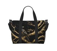 (Black and Gold Marble Bird) Waterproof Lightweight Hand Travel Bag - Large Carry-On for 3-5 Day Trips | Air Travel, Sports, Weekend Use | Men & Women (1-Pack)