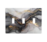 Black And Gold Marble Triple Toggle Light Switch Plate Decorative Electrical Wall Plates, 3 Gang Light Switch Cover Plate 4.5" X 6.38" For Kitchen Bedroom Home Decor