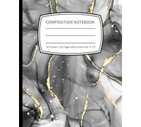 Black and Gold Pastel Watercolor Composition Notebook: Aesthetic Wide Ruled Paper Lined Notebook Journal For Students, Professionals, School, Work, ... Ideas | 9.25 x 7.5 Inches | 120 Pages