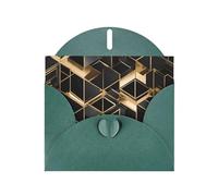 Black And Gold Plaid 2 Horizontal Holiday Card With Dark Green Heart Shaped Envelope And Write Various Holiday Greetings