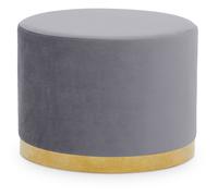 Black and Gold Round Footstool, Velvet Ottoman Footstool with Gold Base, Pouffe Footstool for Home Premier Housewares Grey One Size