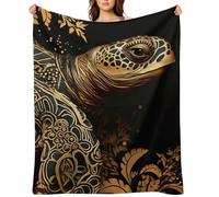 Black and Gold Sea Turtle Pattern Throw Blanket for Couch, Fluffy Fuzzy Blankets for Women Men, Cozy Soft Bed Blankets for Bedroom, Warm Lightweight Throw Blanket for Travel, Camping 40"x50"