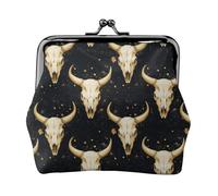 Black and Gold Sheep Skull Print Coin Purse for Women, Kiss-lock Change Purse Wallets, Small PU Leather Coin Purses