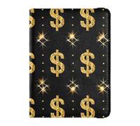 Black and Gold Shine Dollars Leather Passport Holders Passport Wallet Passport Holder Combo with Vaccine Card Slot Waterproof, Black and gold shine dollars, One Size