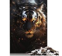 Black And Gold Tiger 500 Piece Jigsaw Puzzle Family Fun Jigsaws for Adults And Challenging Game,stress Relief Games And Unique Gifts 500pcs (52x38cm)